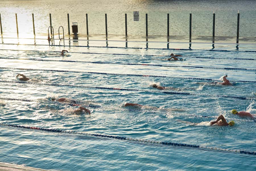 Lane swimming etiquette with a coach